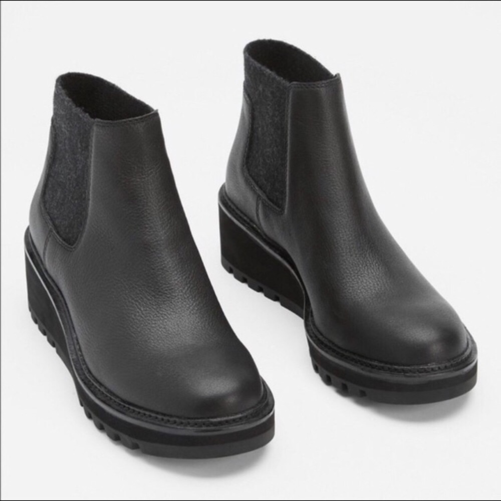 Eileen Fisher Washed Leather Wedge Chelsea Bootie